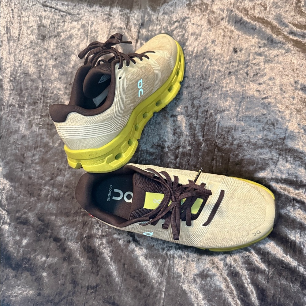 On Running Cream and Lime Sneakers - Picture 2 of 11